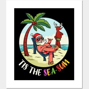 Tis The Sea-Sun Funny Santa Beach Summer Christmas In July Posters and Art